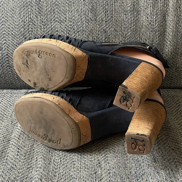 Paul Green Costa Blue Perforated Nubuck Leather Platform Sandals Booties Size: 9 - Picture 9 of 16